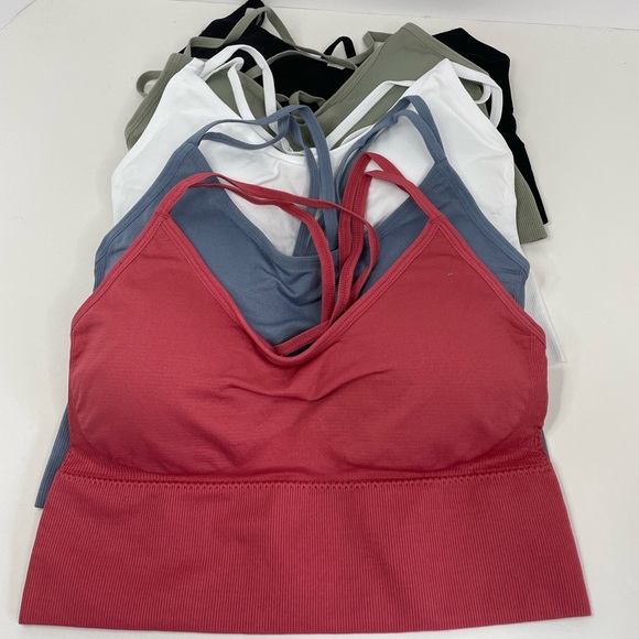 Evercute Other - 5 New Evercute Strappy Criss Cross Back Padded Sport Bras Low Impact Size Small